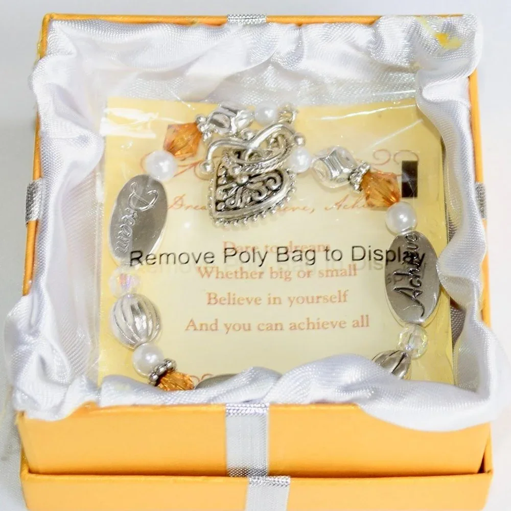 NEW Dream, Believe, Achieve Bracelet with Heart Charm